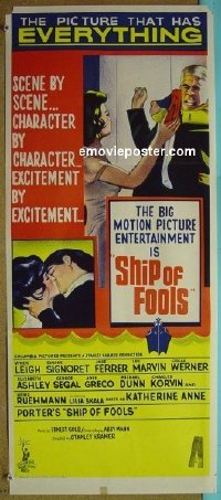 p689 SHIP OF FOOLS Australian daybill movie poster '65 Leigh, Signoret
