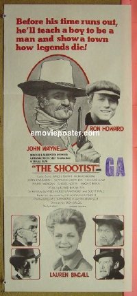 p691 SHOOTIST Australian daybill movie poster '76 Wayne, Bacall, Howard