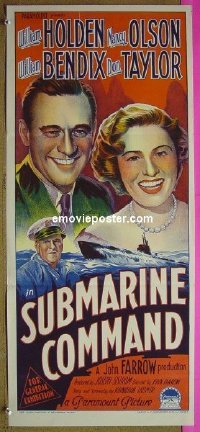 p742 SUBMARINE COMMAND Australian daybill movie poster '52 William Holden