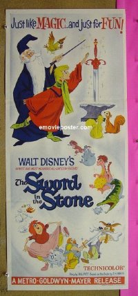 p751 SWORD IN THE STONE Australian daybill movie poster '64 Disney