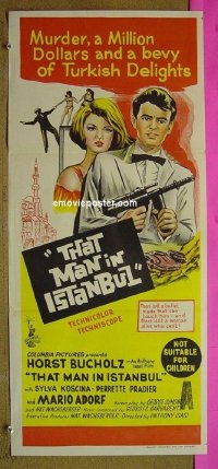 p765 THAT MAN IN ISTANBUL Australian daybill movie poster '66 H. Bucholz