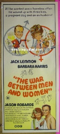 p827 WAR BETWEEN MEN & WOMEN Australian daybill movie poster '72 Lemmon