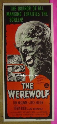 #939 WEREWOLF Aust daybill 1970s different wolfman art, it happens before your horrified eyes!