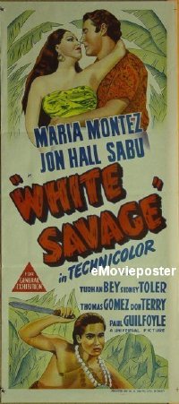 #945 WHITE SAVAGE daybill '43 Montez, Hall 