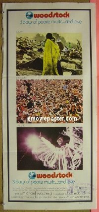 p851 WOODSTOCK Australian daybill movie poster '70 classic rock 'n' roll
