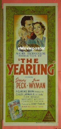 #962 YEARLING Aust daybill R56 Gregory Peck, Jane Wyman, Claude Jarman Jr., classic!