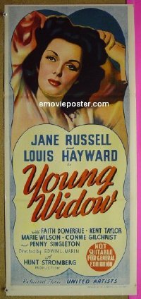 t358 YOUNG WIDOW Australian daybill movie poster '46 Jane Russell, Hayward