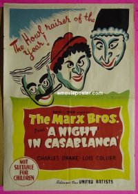 #2047 NIGHT IN CASABLANCA Aust R50s art of The Marx Brothers, Groucho, Chico & Harpo!