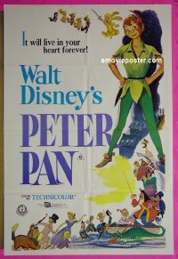 #2056 PETER PAN Aust 1sh movie poster R70s Walt Disney classic!