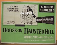 #177 HOUSE ON HAUNTED HILL British quad 1959 different art of Devil in theater with scared girl!