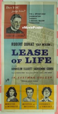 C029 LEASE OF LIFE English three-sheet movie poster '54 Robert Donat