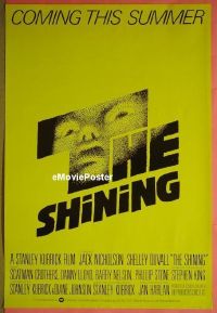 #525 SHINING advance English 1sh '80 Kubrick 