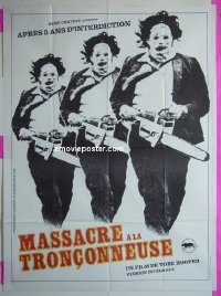 #1341 TEXAS CHAINSAW MASSACRE French 1p R80s Tobe Hooper cult classic, different Leatherface image
