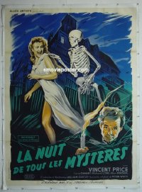 M119 HOUSE ON HAUNTED HILL linen French one-panel movie poster '59 horror