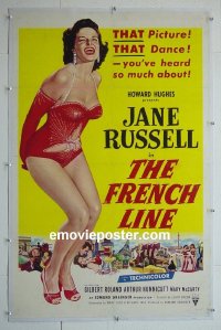 #2856 FRENCH LINE linen one-sheet '54 Jane Russell