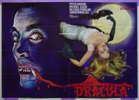 #5255 HORROR OF DRACULA German 33x47 R60s Hammer vampires, best different horror artwork!