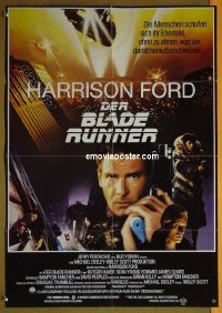 t555 BLADE RUNNER w/stamp German movie poster '82 Harrison Ford, Hauer