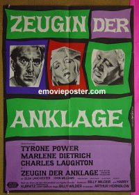 t785 WITNESS FOR THE PROSECUTION German movie poster R60s Billy Wilder