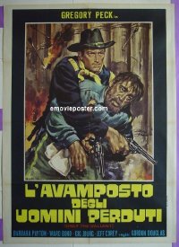 #1106 ONLY THE VALIANT Italian 1p R1970s different art of of Gregory Peck & Lon Chaney Jr.!