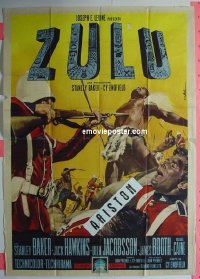d341 ZULU Italian two-panel movie poster '64 Stanley Baker, Michael Caine