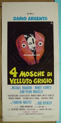#5025 4 FLIES ON GREY VELVET Italian locandina R70s Dario Argento's 4 Mosche di Velluto Grigio