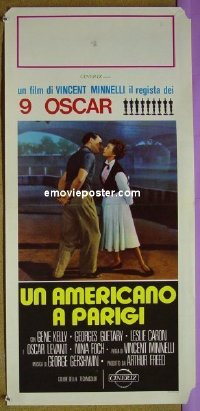 #9169 AMERICAN IN PARIS Italian locandina R70s wonderful artwork of Gene Kelly kissing Leslie Caron