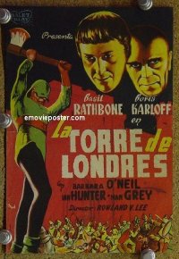 #2564 TOWER OF LONDON Spanish herald '44 Boris Karloff, Basil Rathbone, MCP executioner art!