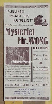 #096 MYSTERIOUS MR WONG Swedish Daybill '35 