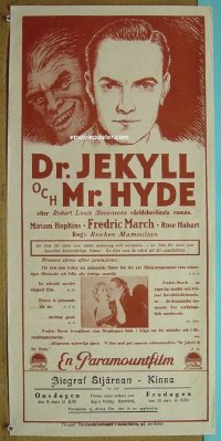 #5020 DR JEKYLL & MR HYDE Swedish 13x28 '31