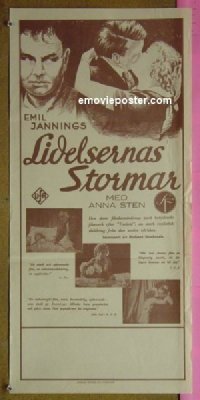 v517 STORMS OF PASSION Swedish movie poster '32 Emil Jannings