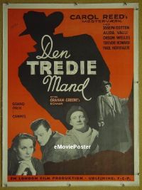 #035 THIRD MAN linen Danish R60s Orson Welles, Joseph Cotten & Valli, classic film noir!