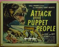 z056 ATTACK OF THE PUPPET PEOPLE half-sheet movie poster '58 AIP, cool!