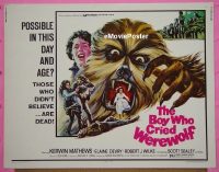 z103 BOY WHO CRIED WEREWOLF half-sheet movie poster '73 Kerwin Mathews