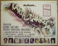 z221 EARTHQUAKE half-sheet movie poster '74 Charlton Heston, Ava Gardner