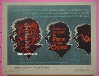 z239 FACE IN THE CROWD half-sheet movie poster '57 Andy Griffith, Neal