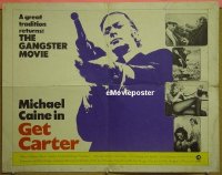 #534 GET CARTER int'l 1/2sh 1971 great close image of Michael Caine holding shotgun!