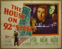 #6162 HOUSE ON 92nd STREET 1/2sh45 film noir! 