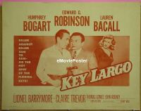 z427 KEY LARGO half-sheet movie poster R56 Humphrey Bogart, Lauren Bacall