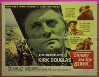 z487 LONELY ARE THE BRAVE half-sheet movie poster '62 Kirk Douglas