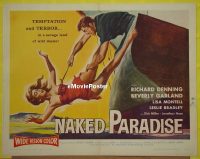 z570 NAKED PARADISE half-sheet movie poster '57 Beverly Garland, Denning