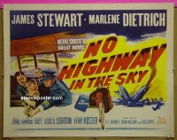 z584 NO HIGHWAY IN THE SKY half-sheet movie poster '51 Jimmy Stewart