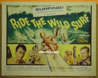 z687 RIDE THE WILD SURF half-sheet movie poster '64 Fabian, teen surfers!