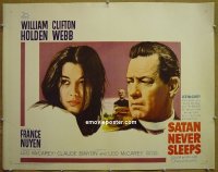 R821 SATAN NEVER SLEEPS half-sheet '62 William Holden