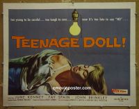 z800 TEENAGE DOLL half-sheet movie poster '57 film noir, bad girl!