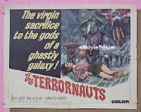z804 TERRORNAUTS half-sheet movie poster '67 virgin sacrifice to the gods!