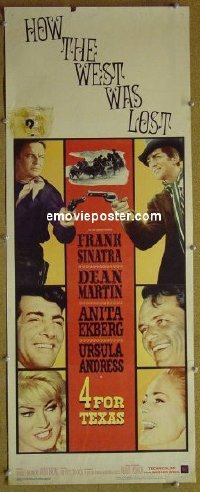 a010 4 FOR TEXAS insert movie poster '64 Frank Sinatra, Dean Martin
