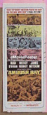 a033 AMBUSH BAY insert movie poster '66 Hugh O'Brian, Rooney