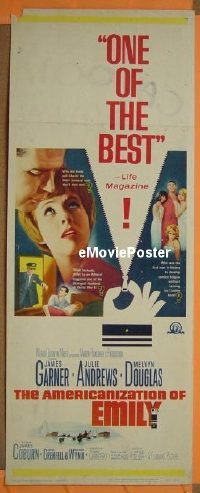 a036 AMERICANIZATION OF EMILY insert movie poster '64 Garner, Andrews