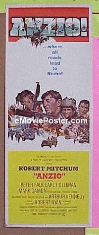 a045 ANZIO insert movie poster '68 Robert Mitchum, Peter Falk