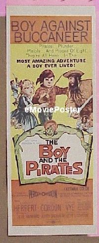 a117 BOY & THE PIRATES insert movie poster '60 Charles Herbert
